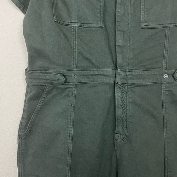 Good American Fit for Success Short Sleeve Forest Green Denim Jumpsuit - Picture 6 of 15